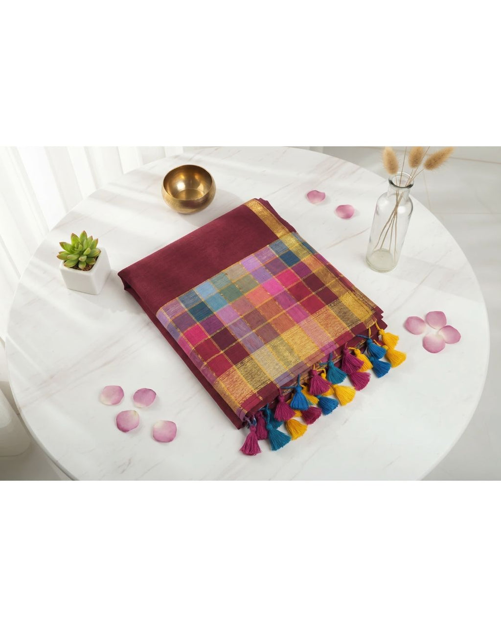 Mul Mul rainbow jari stripes - Maroon