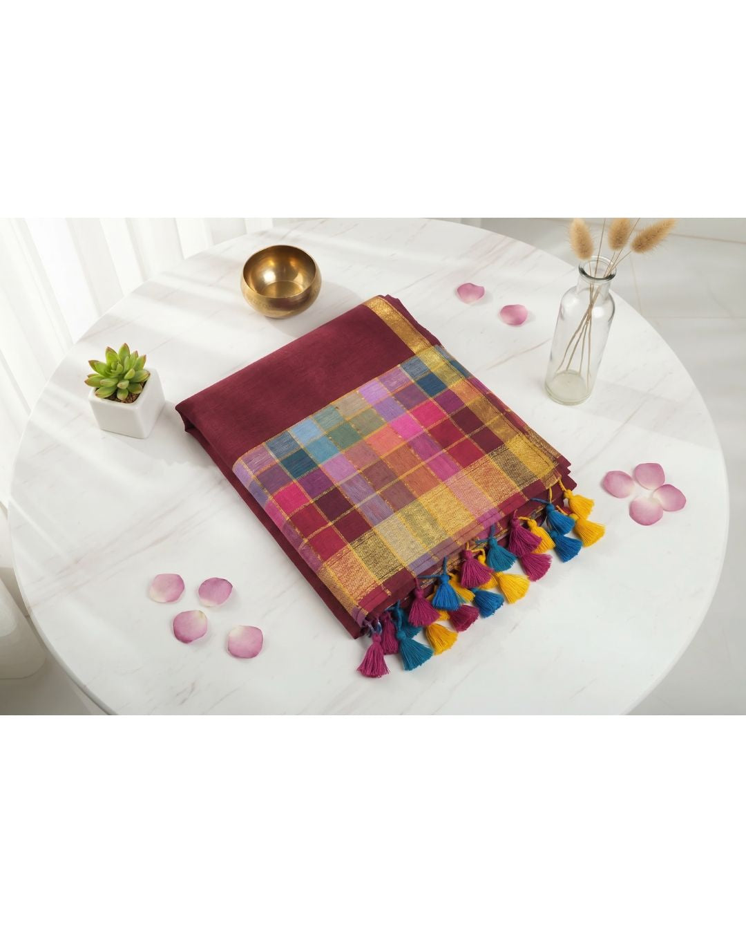 Mul Mul rainbow jari stripes - Maroon