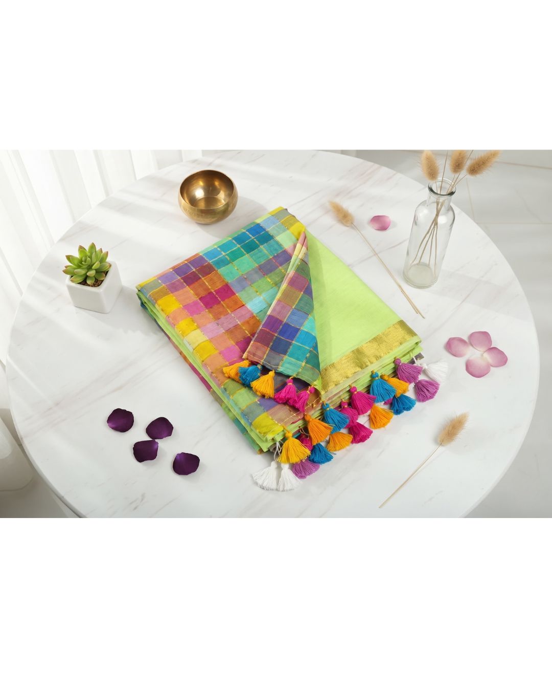 Mul Mul rainbow jari stripes - Parrot green