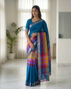 Mul Mul rainbow jari stripes - Teal blue