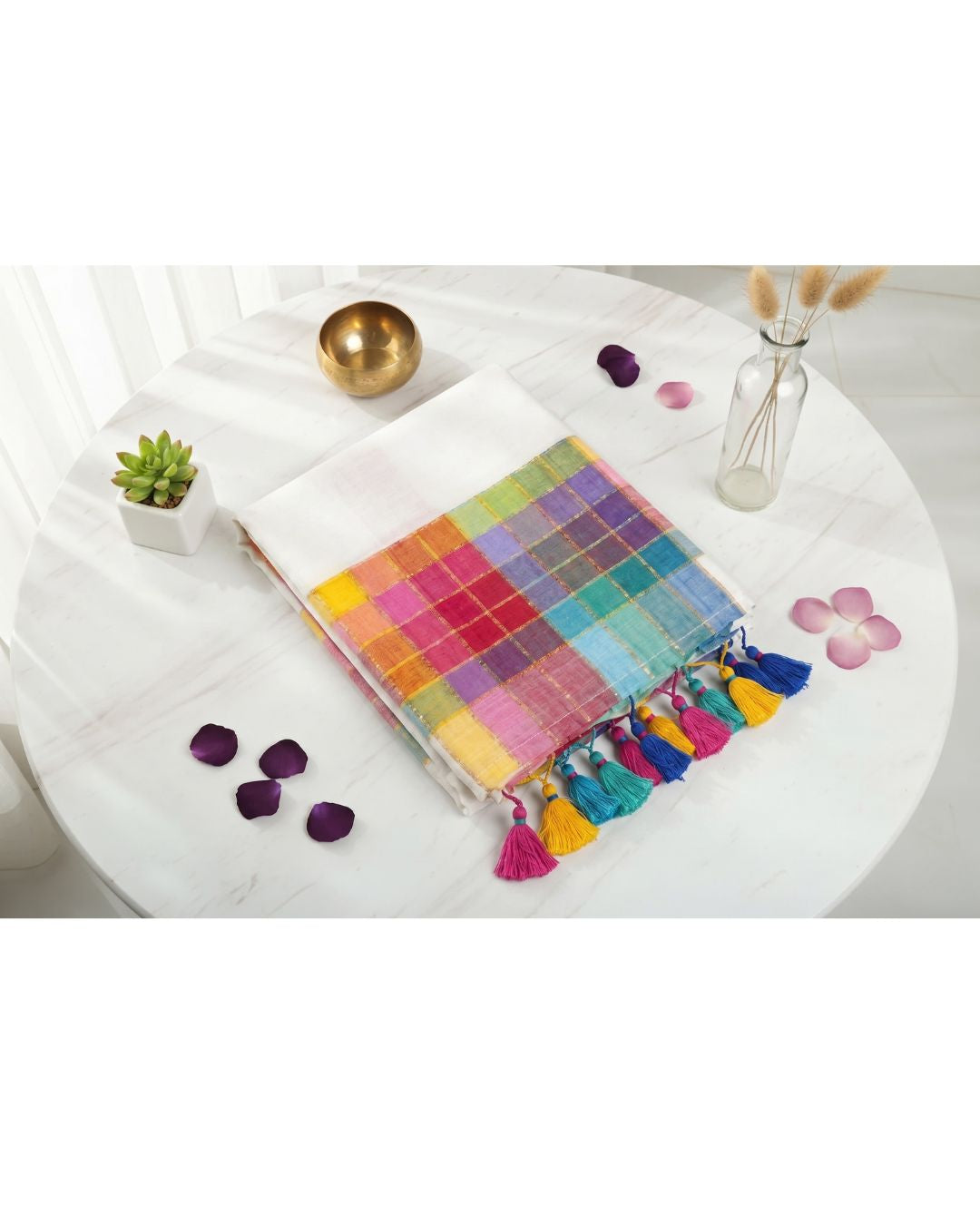 Mul Mul rainbow jari stripes - White