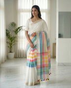 Mul Mul rainbow jari stripes - White