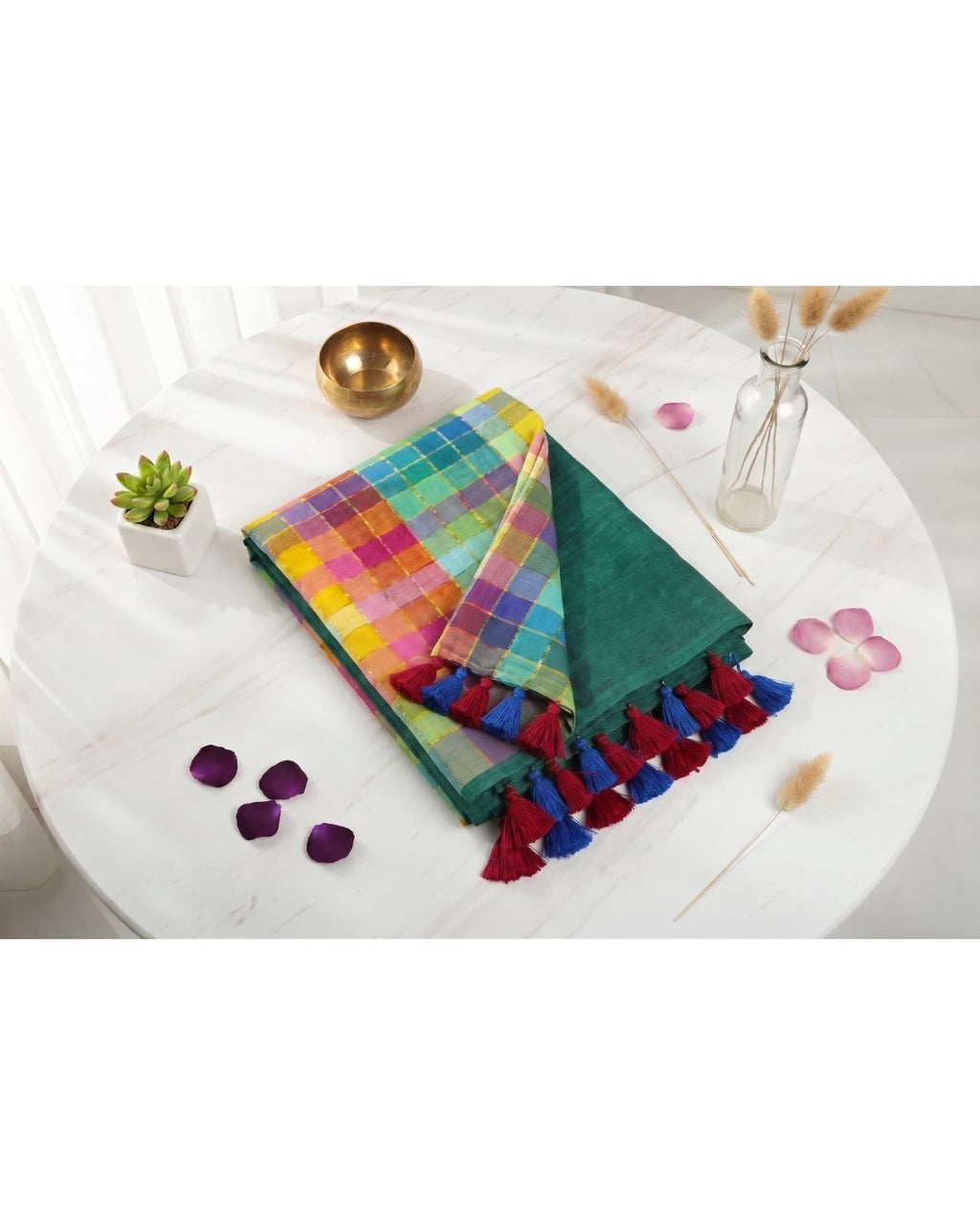 Mul Mul rainbow jari stripes - Light Ramar Green