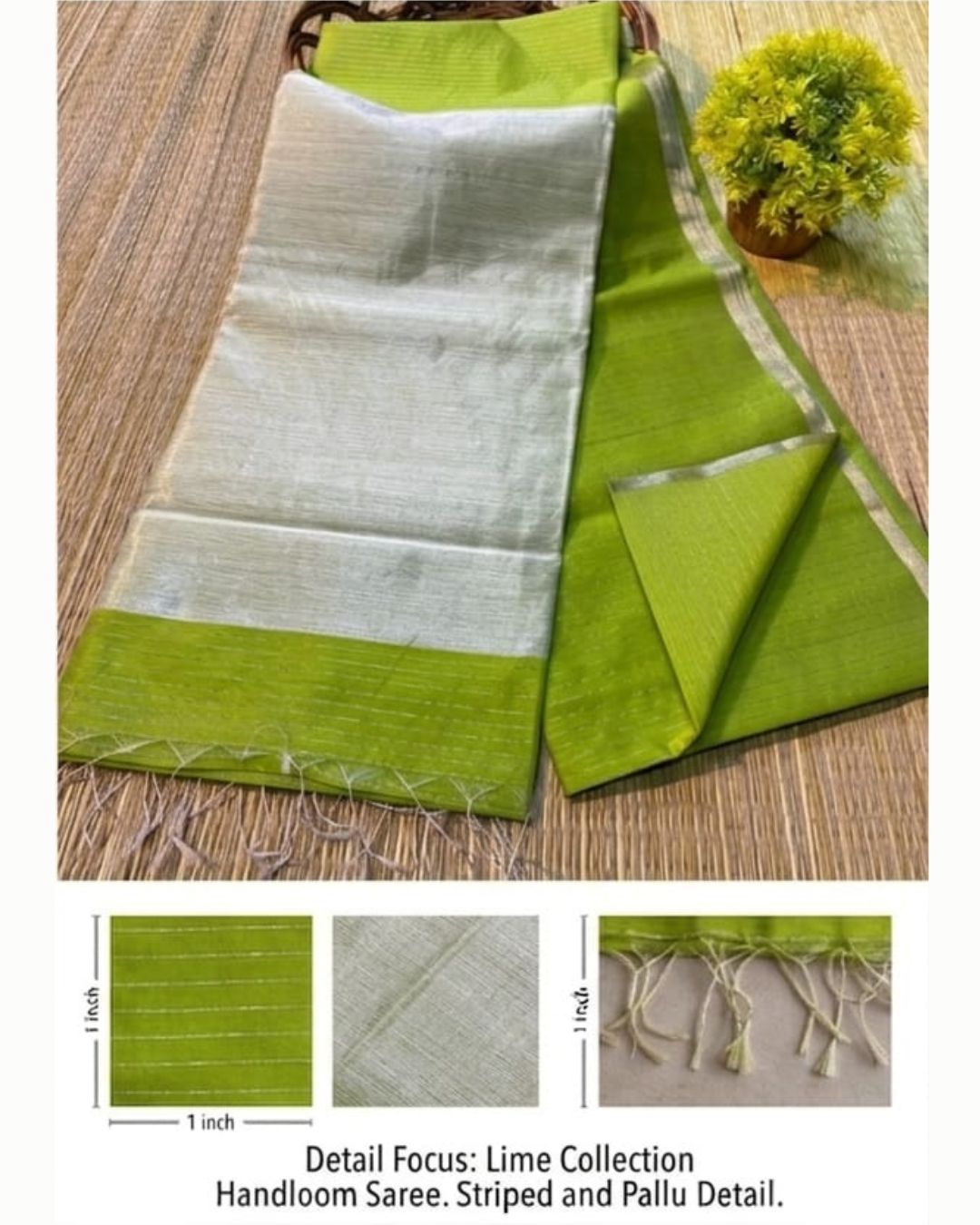 Tussar cotton - Parrot green