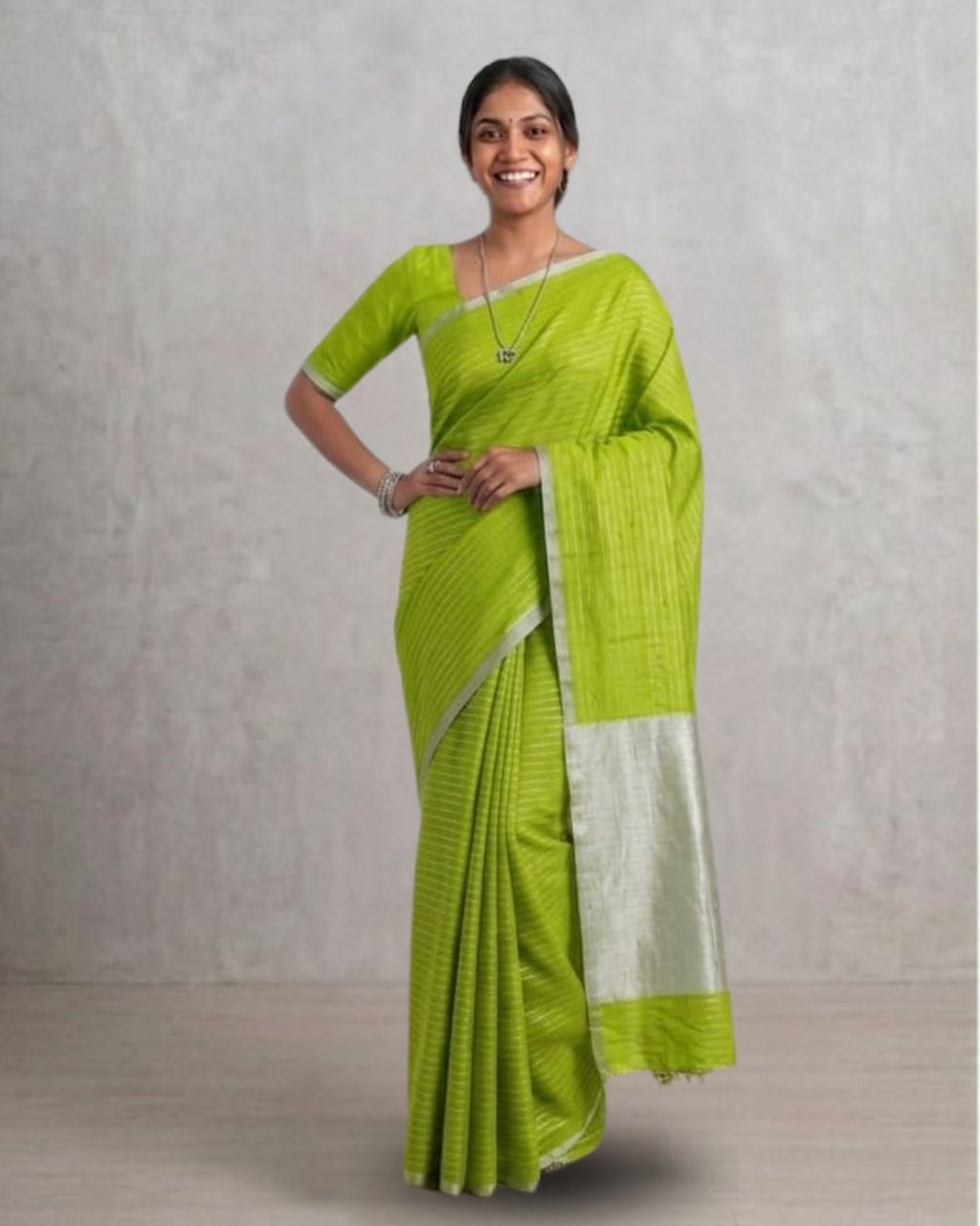 Tussar cotton - Parrot green