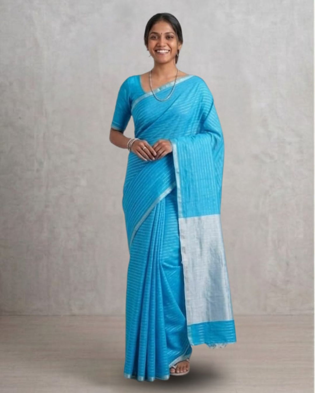 Tussar cotton - Sky blue