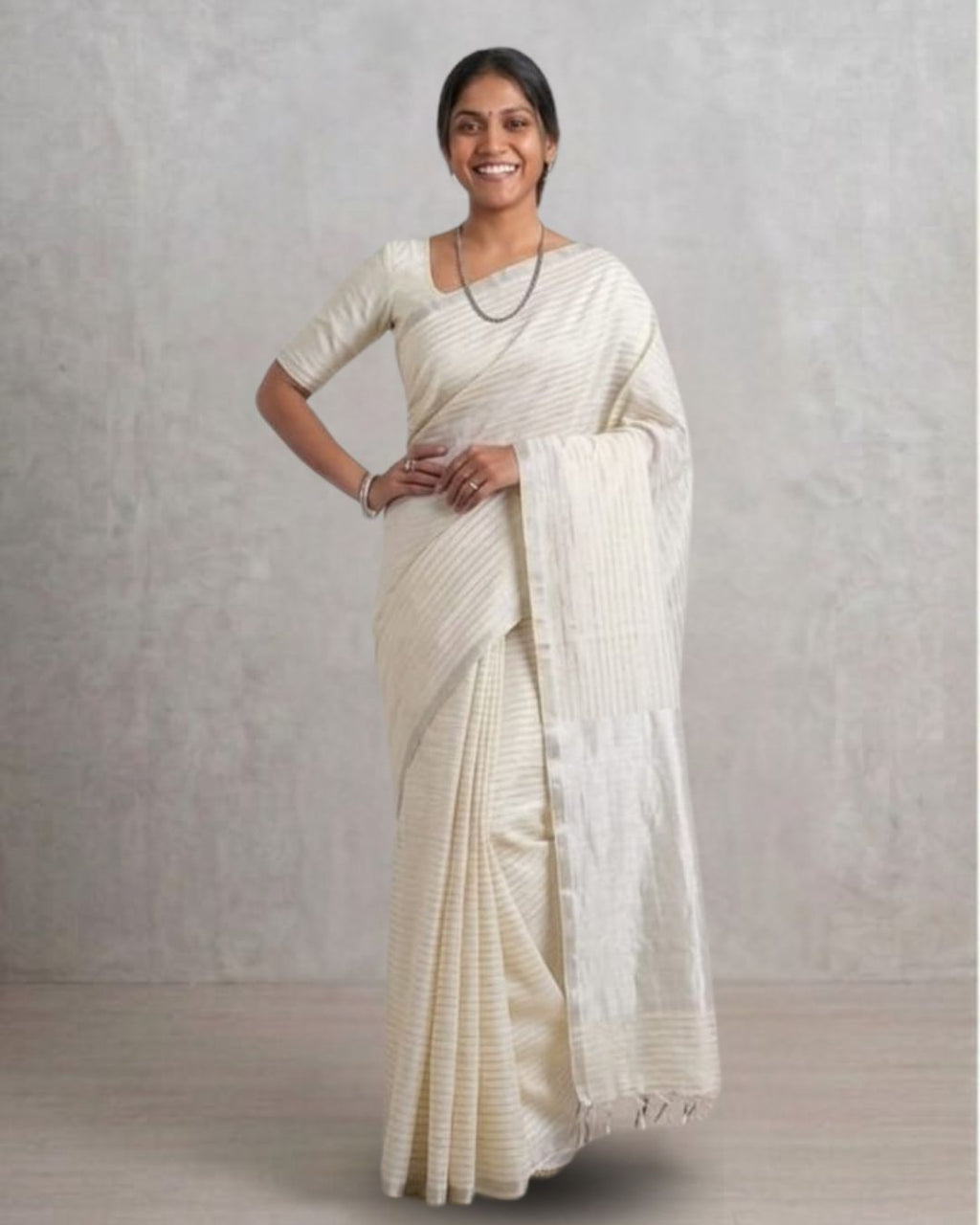 Tussar cotton - White
