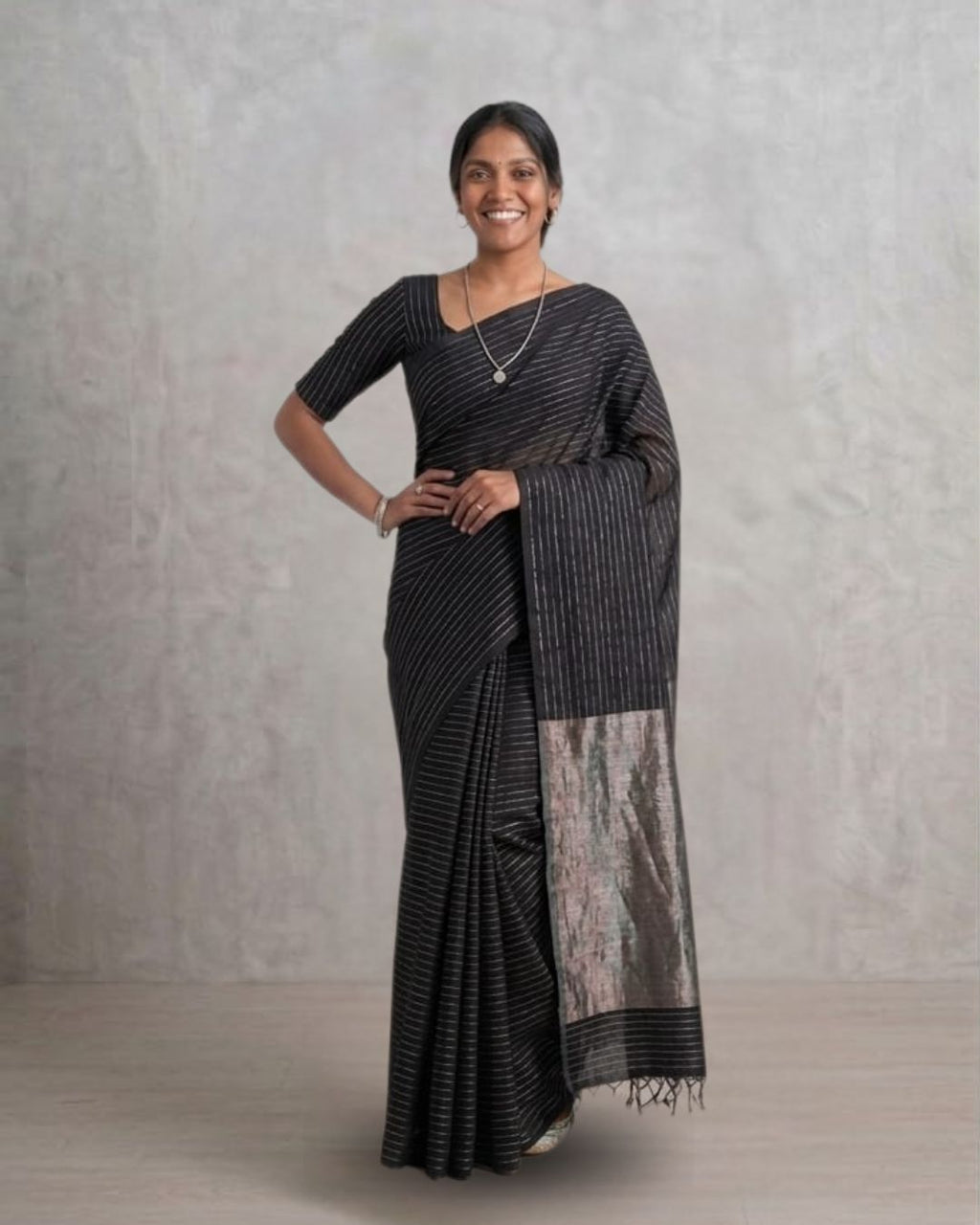 Tussar cotton - Black
