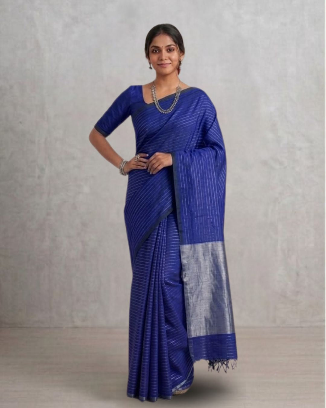 Tussar cotton - Ink blue