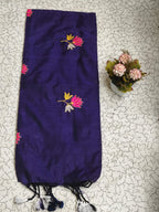 Khadi lotus embroidery saree - Dark Purple