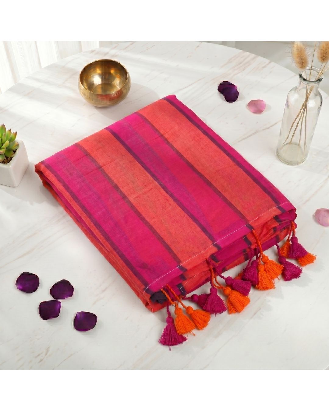 Mul Mul Jari Stripes - Pink & Orange 02