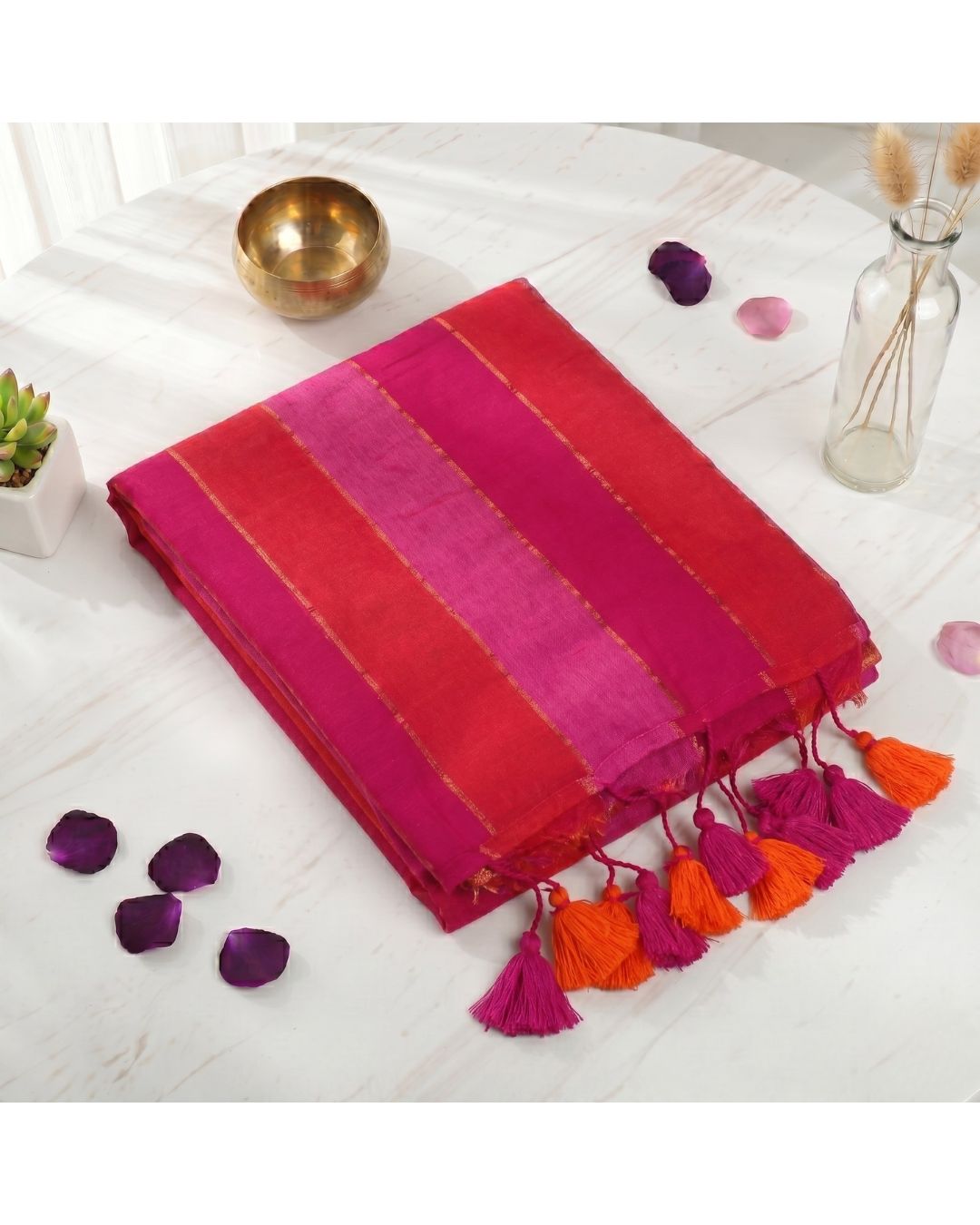 Mul Mul Jari Stripes - Pink & Orange